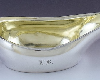 1832-1848 Rare American Coin Silver Gravy / Sauce Boat Bailey & Kitchen
