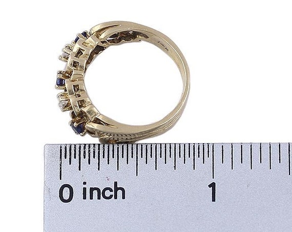 Lovely 14k Yellow Gold Diamond & Sapphire Ring Mo… - image 4