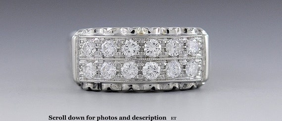 Modern Beautiful 18k White Gold & Two-row Diamond Ring .60ct | Etsy