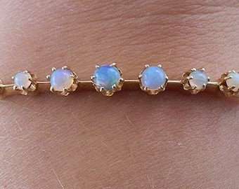 Beautiful 14k Gold & Graduated Opal Bangle Bracelet