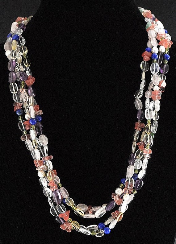 2 Great Colorful Genuine Stone Beaded Necklaces T… - image 3