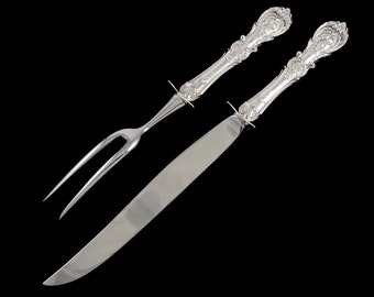 Große Größe Reed Barton Sterling Silber Francis I Carving Set Gabel Messer No Mono