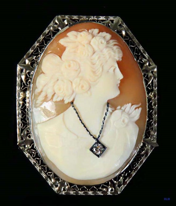 First Quarter 1900's American 14k White Gold Cameo