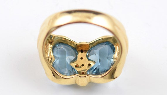 Dazzling 14k Yellow Gold w/ Diamonds and Blue Top… - image 5