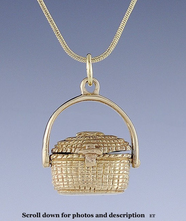 Nantucket Basket 14k Gold Pendant With 14k Gold Chain & Etsy