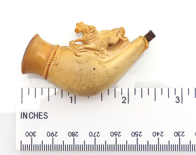Antique 19th Century Hand Carved Dog /& Horse Meerschaum Pipe w Original Case
