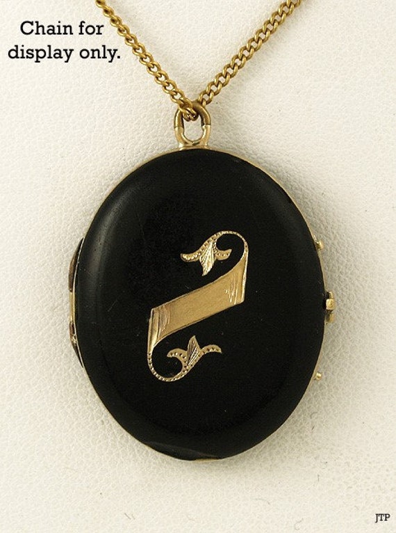 American Victorian 14K Gold & Black Enameled Locke