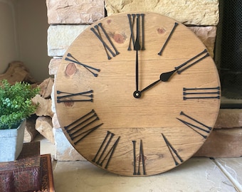 18 inch Farmhouse Clock, Raised Number Clock, Large Wall Clock, Farmhouse Decor, Rustic Wall Clock, Gift for the Home, Farmhouse Clock