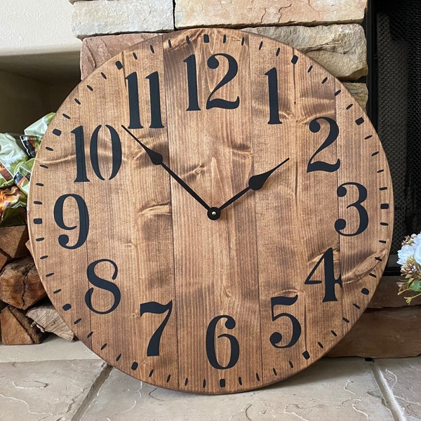 24 inch Large Clock, Farmhouse Clock, Wooden Wall Clock, Oversized Wall Clock, Above Fireplace Decor, Large Wall Clock, Farmhouse Decor