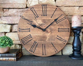 18 inch Farmhouse Clock/Large Wall Clock/Farmhouse Wall Clock/Rustic Wall Clock/Wooden Wall Clock/Farmhouse Kitchen or Living Room Clock
