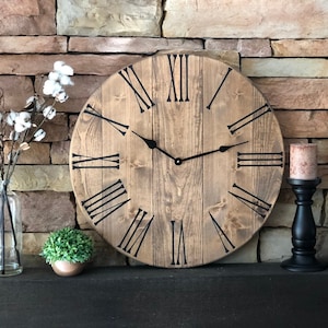 24" Farmhouse Clock, Natural Clock, Oversized Clock, Farmhouse Decor, Large Wall Clock, Mantle Decor, Wedding Gift, Family Gift