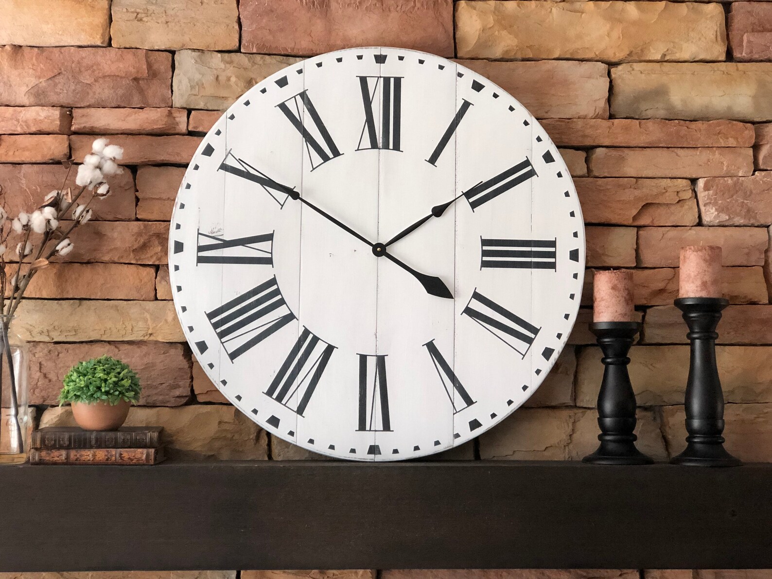 36 Inch Oversized Clock Over the Mantle Clock White Large Etsy