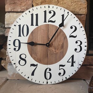 20  inch 2 Tone Clock with Minute Marks, Farmhouse Clock, Rustic Wall Clock, Modern Rustic Wall Clock, Living Room Decor