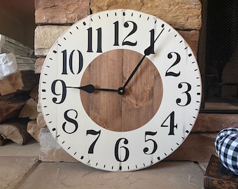 18 inch 2 Tone Clock with Minute Marks, Farmhouse Clock, Rustic Wall Clock, Modern Rustic Wall Clock, Living Room Decor, Wall Decor