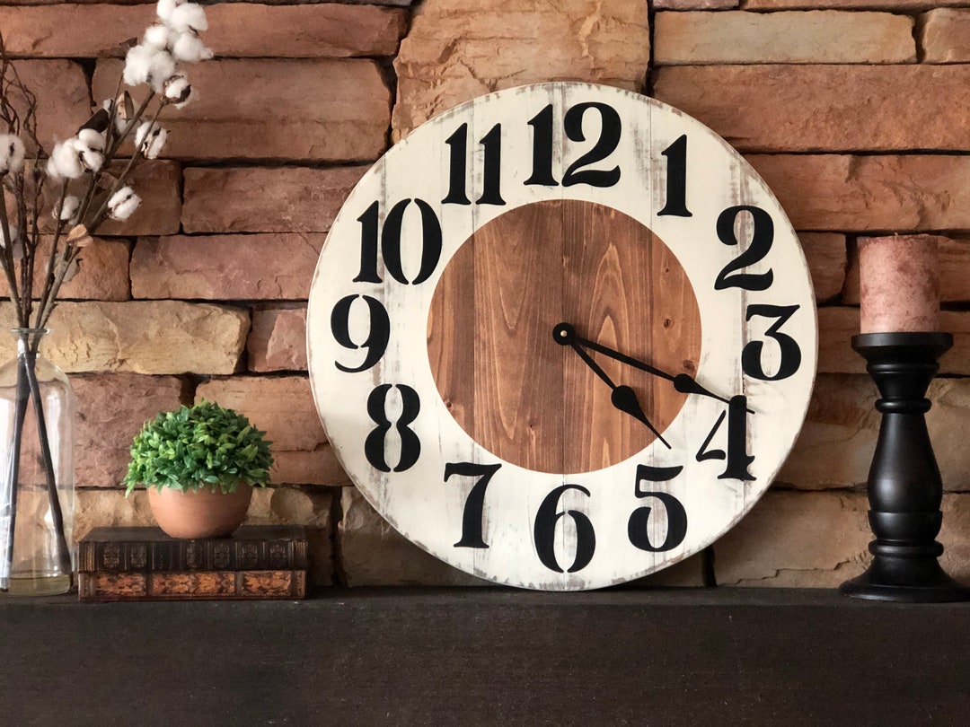20 Inch White Farmhouse Wall Clock, Farmhouse Style Wall Decor