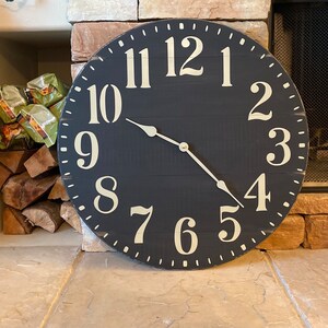 Black Large Wall Clock/24inch Black Clock/Arabic Number Clock/Farmhouse Clock/Oversized Wall Clock