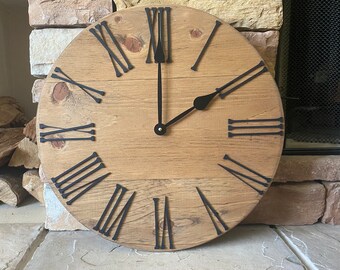 18 inch Farmhouse Clock, Raised Number Clock, Large Wall Clock, Farmhouse Decor, Rustic Wall Clock, Gift for the Home, Farmhouse Clock