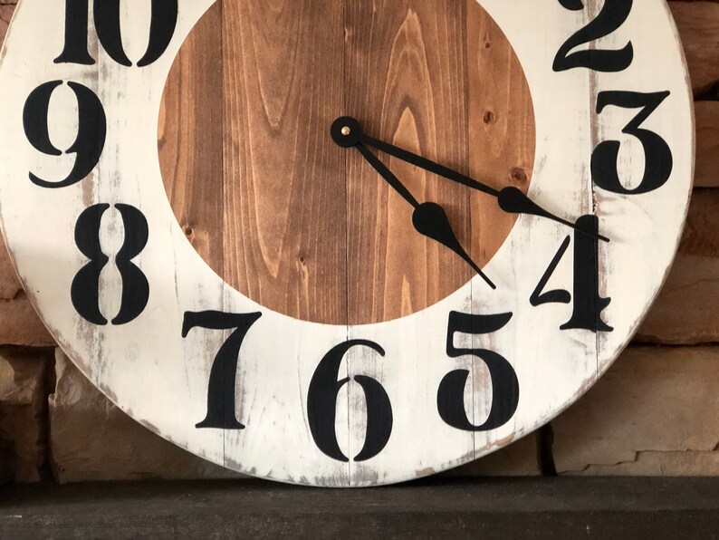 20 Inch White Farmhouse Wall Clock Farmhouse Style Wall Etsy