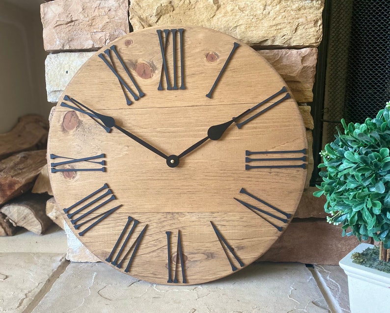 18 inch Farmhouse Clock, Raised Number Clock, Large Wall Clock, Farmhouse Decor, Rustic Wall Clock, Gift for the Home, Farmhouse Clock image 6