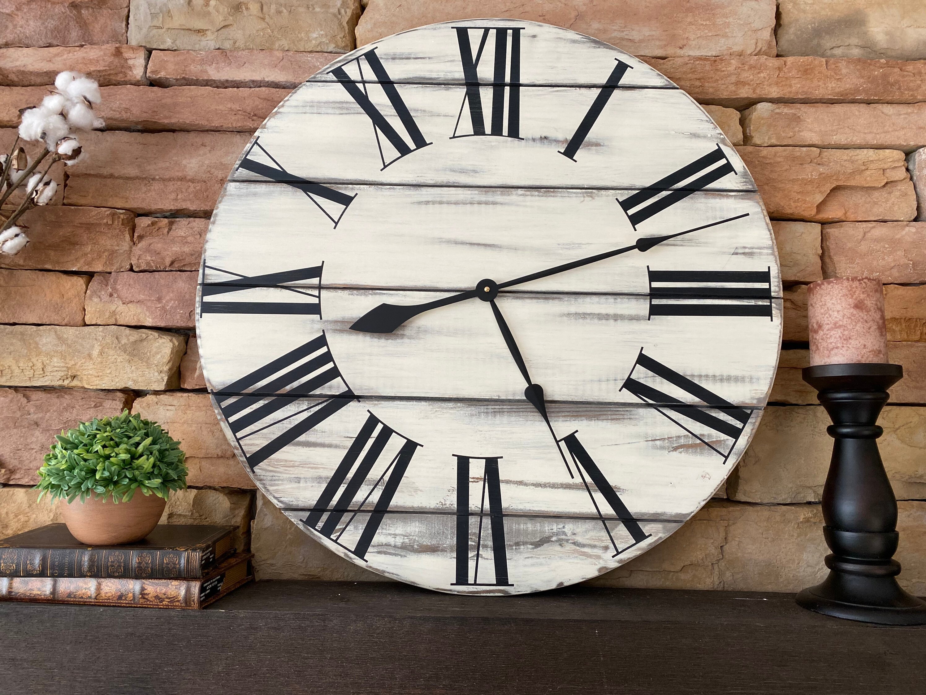 24 Inch Shiplap Clock/large Wall Clock/ Distressed Farmhouse Etsy