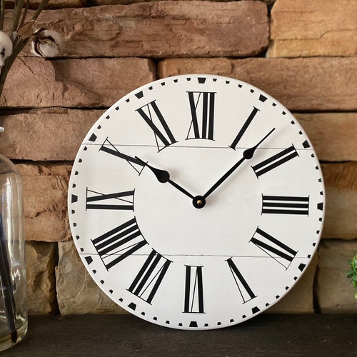 24 White Wall Clock Farmhouse Wall Decor Rustic Wall Etsy