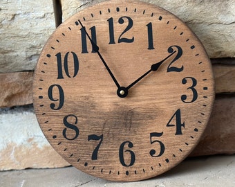 Small Rustic Clock, Wooden Wall Clock, 10 inch Mini Clock, Rustic Wall Clock, Office Decor,  Kitchen Decor, Farmhouse Decor, Wall Decor