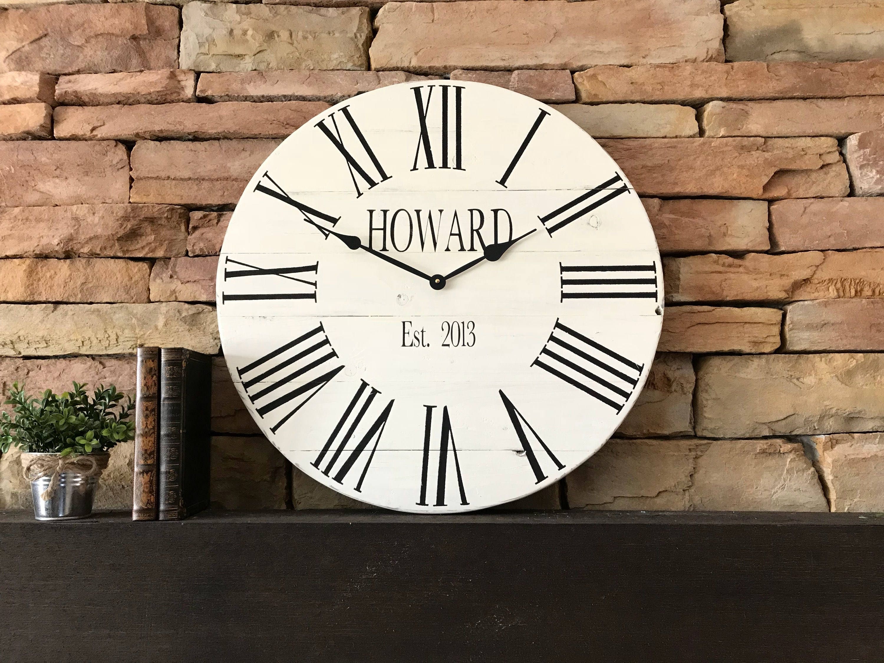 24 Personalized Farmhouse Clock Vintage Clock Wall Etsy