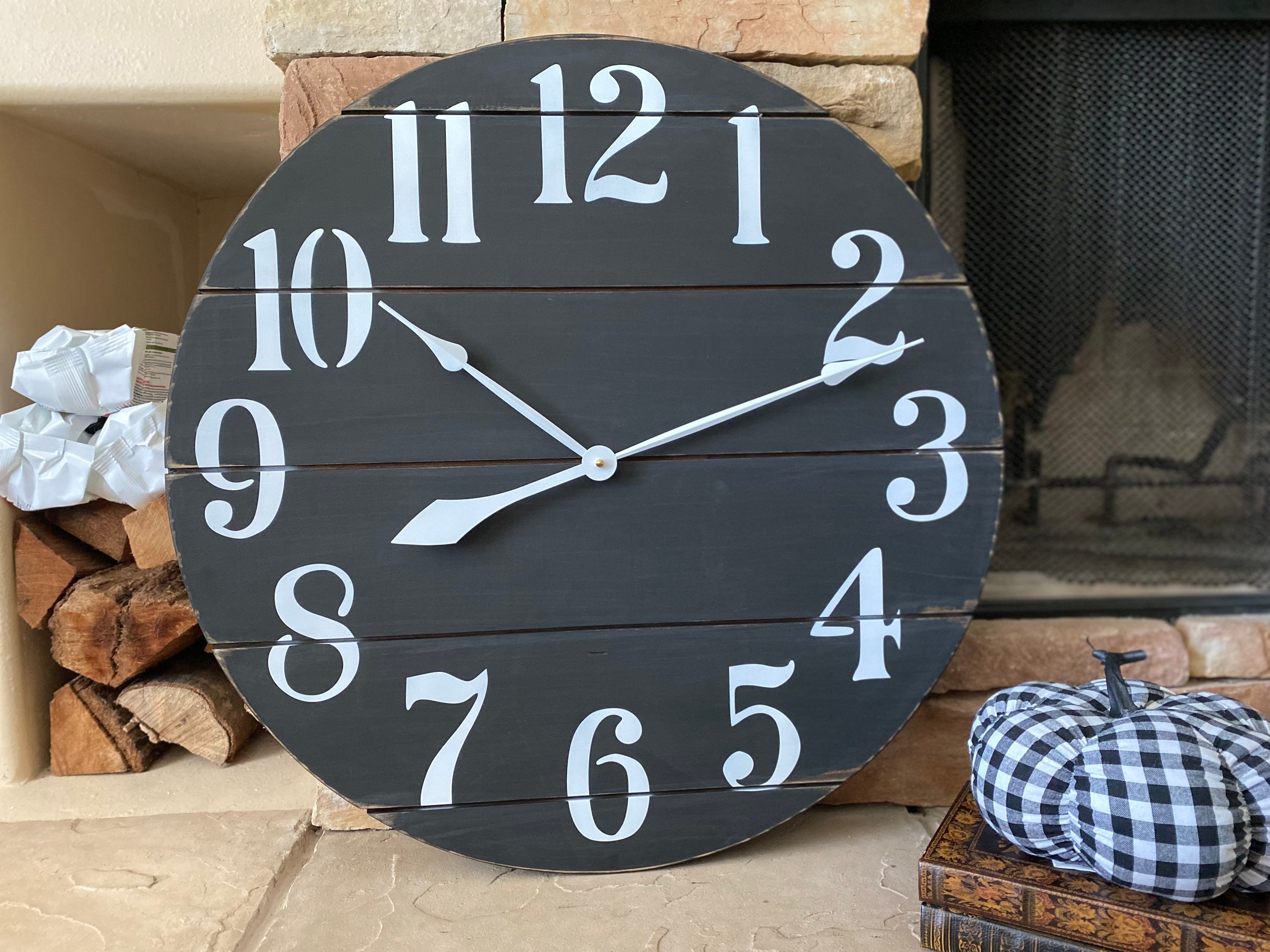 24 inch Shiplap Clock/Large Wall Clock/ Distressed Farmhouse Etsy België