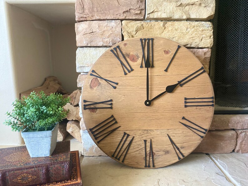 18 inch Farmhouse Clock, Raised Number Clock, Large Wall Clock, Farmhouse Decor, Rustic Wall Clock, Gift for the Home, Farmhouse Clock image 2