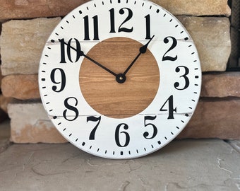 12 inch 2 Tone Clock with Minute Marks, Farmhouse Clock, Rustic Wall Clock, Modern Rustic Wall Clock, Living Room Decor, Small Clock