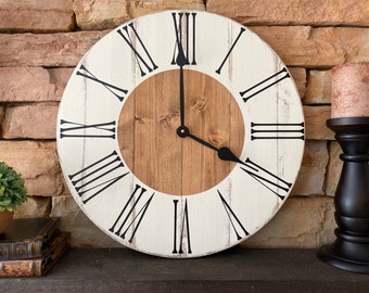 Natural Clock, Farmhouse Clock, Wall Decor, Rustic Wall Clock, Wooden Wall Clock, Distressed Wall Clock, Custom Wall Clock,