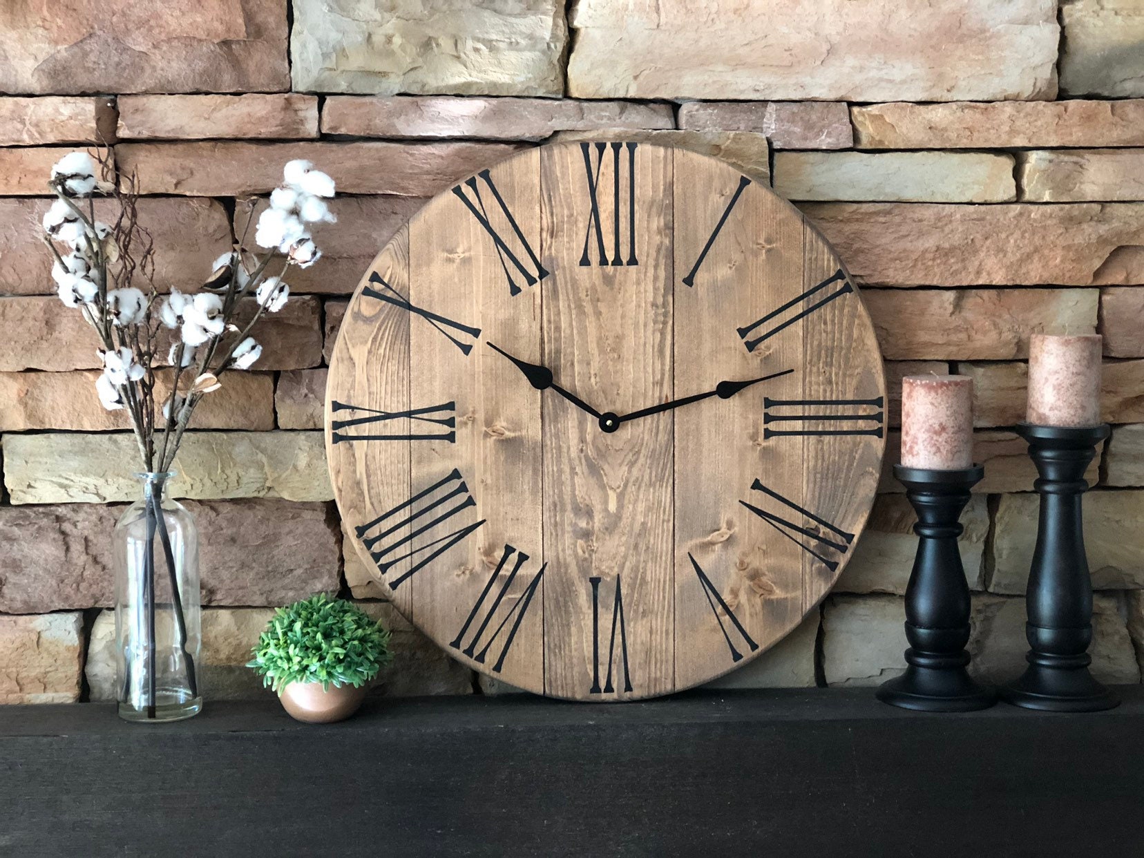 24 Farmhouse Clock Natural Clock Oversized Clock Etsy