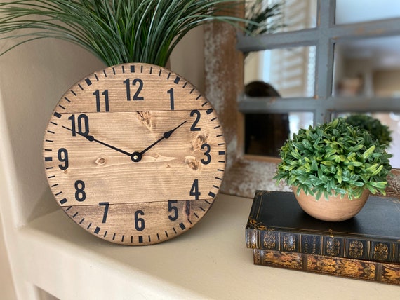  BEW Small Wall Clock, 8 Inch Silent Retro Wooden Wall Clock,  Decorative Wood Wall Clock for Kitchen, Bedroom, Living Room : Home &  Kitchen
