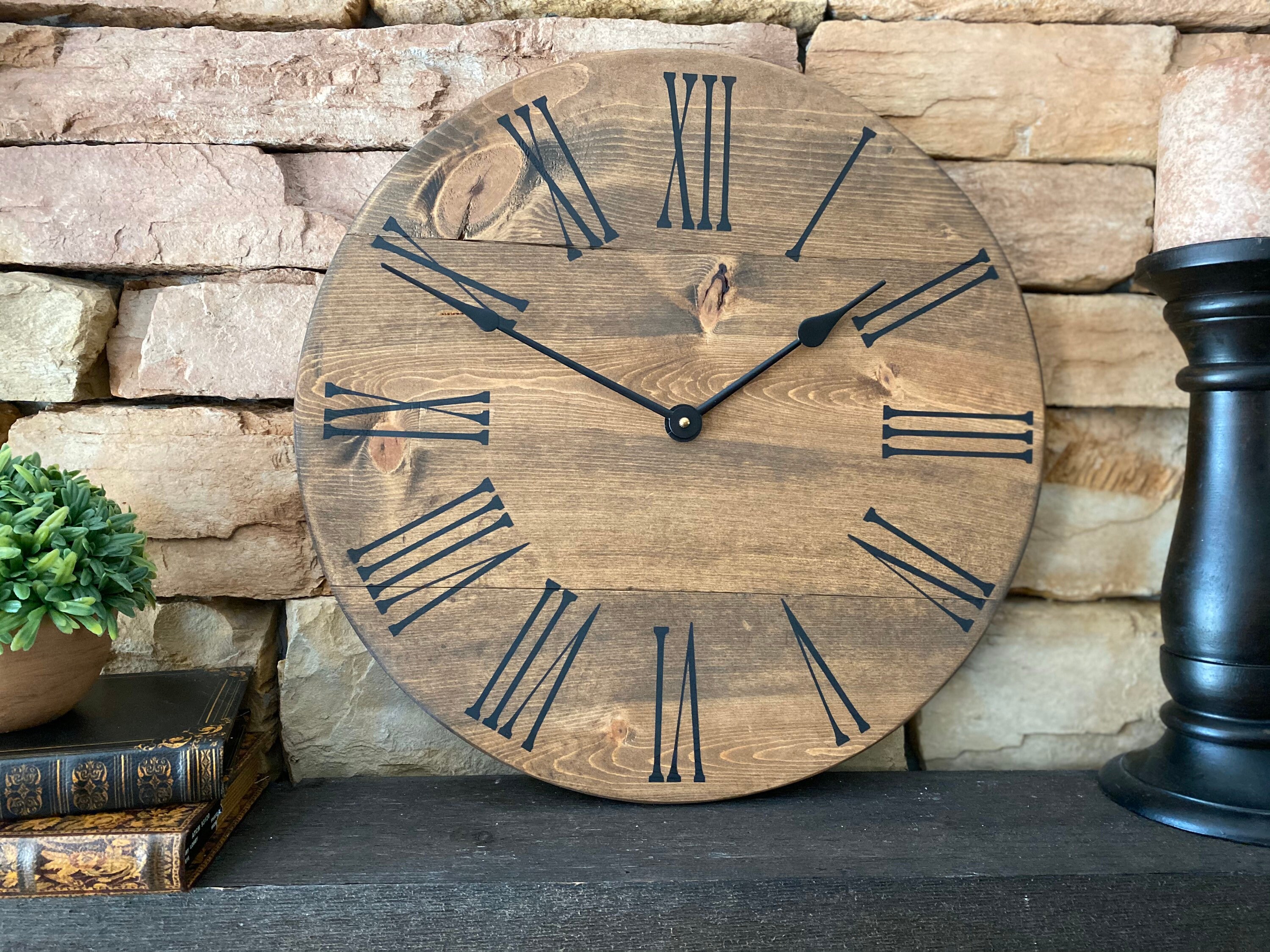 16 Inch Farmhouse Clock Rustic Clock Wall Hanging Kitchen Etsy