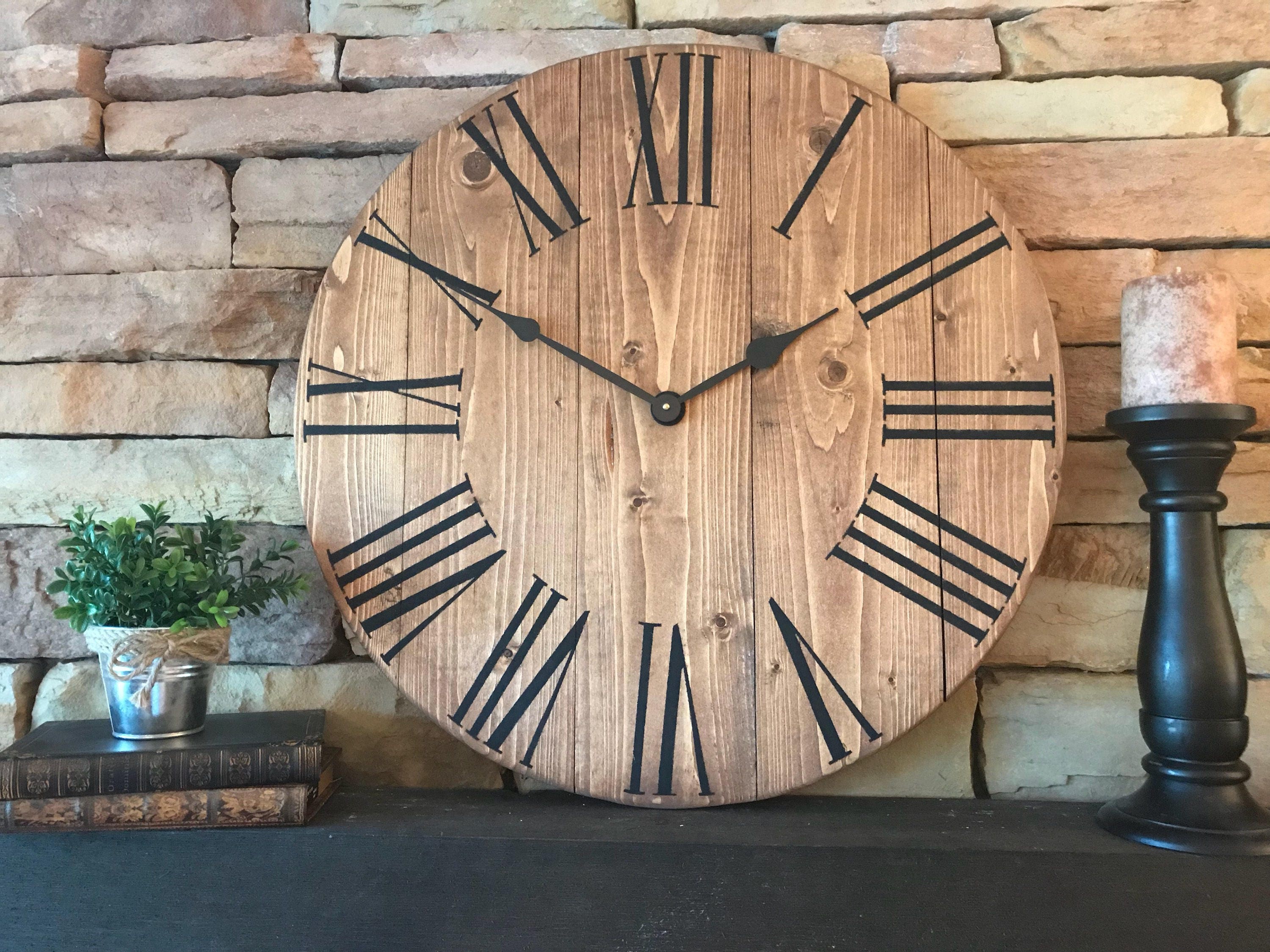 24 Farmhouse Clock Natural Clock Oversized Clock Etsy