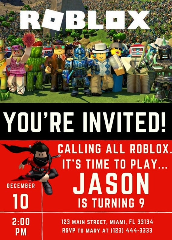 Roblox Themed Party Supplies Roblox Party Invitation Roblox Etsy - themed roblox birthday decorations