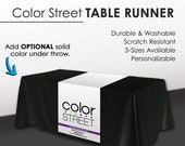 Color Street Table Runner - White with Full Color Logo - Purple Line - Double Sided Print - PRINTED and SHIPPED directly to YOU