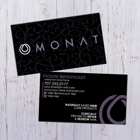 Monat Business Cards Black with Purple Pattern Digital Etsy