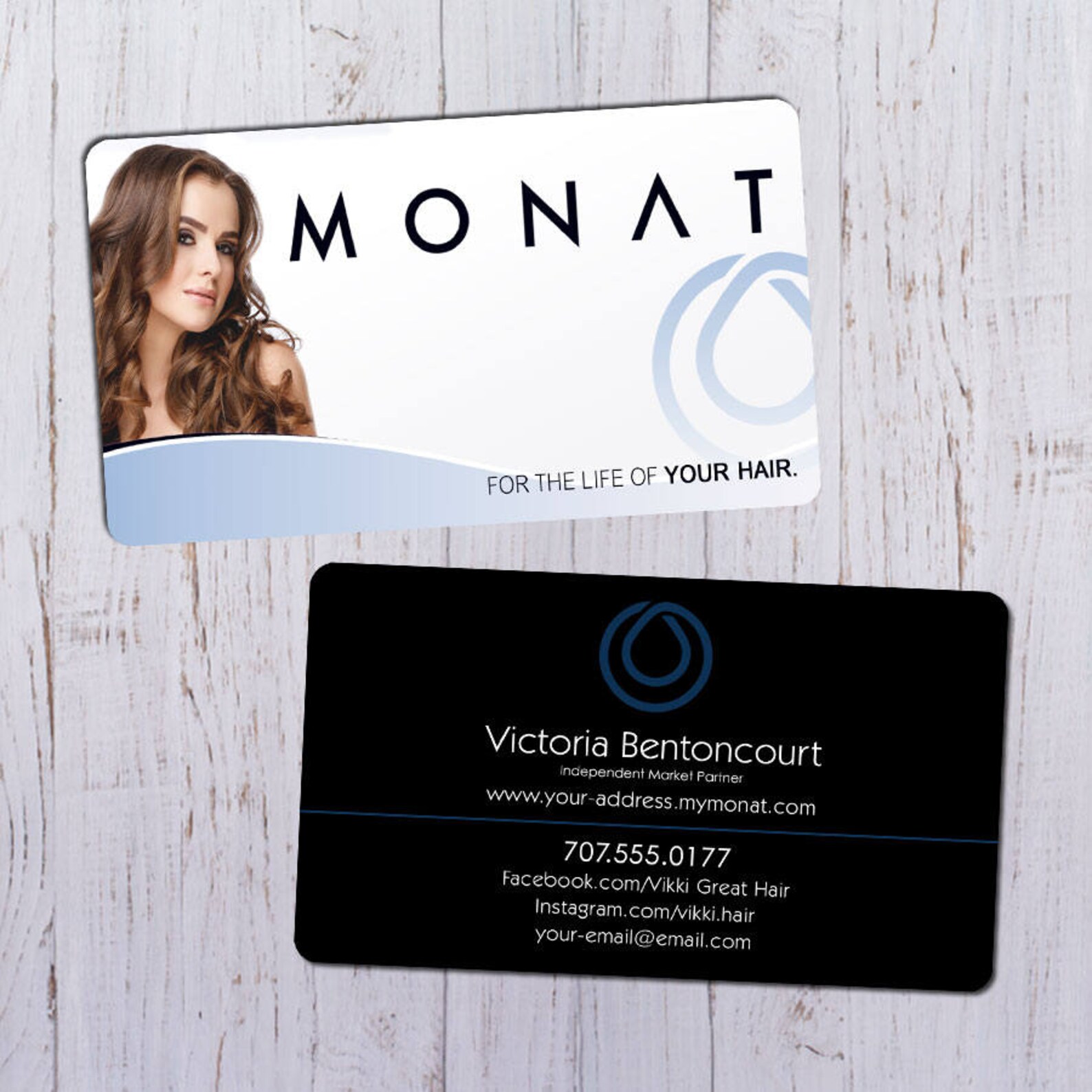 Monat Business Cards Sleek White Picture Ft with Black
