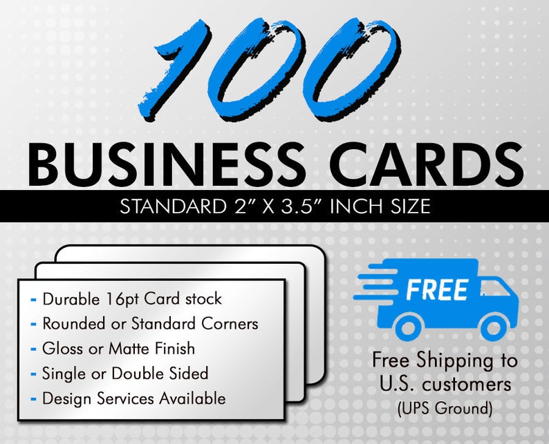 100 Business Cards Business Card Printing Durable 16pt Etsy