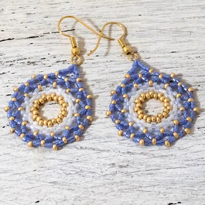 Mandala Earrings, Boho Earrings, Circular Earrings, Seed Bead Earrings