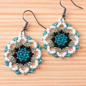 Mandala Bead Earrings, Seed Bead Earrings, Boho Earrings, Bohemian Earrings, Circular Bead Earrings