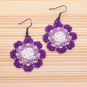 Mandala Bead Earrings, Seed Bead Earrings,  Boho Earrings, Circular Bead Earrings