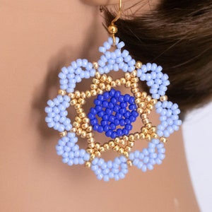 Mandala Bead Earrings, Seed Bead Earrings,  Boho Earrings, Circular Bead Earrings, Floral Bead Earrings