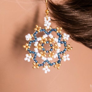 Mandala Bead Earrings, Seed Bead Earrings, Circular Bead Earrings, BOHO Bead Earrings