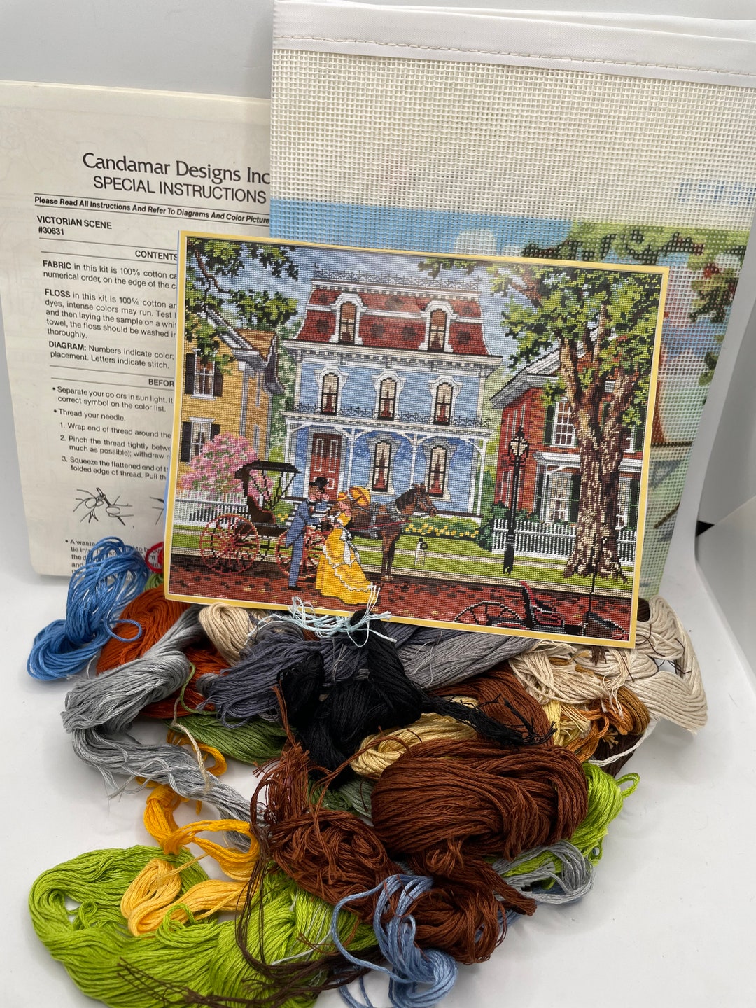 Vintage Needlepoint Kit Victorian Scene Finished Size 18 X Etsy