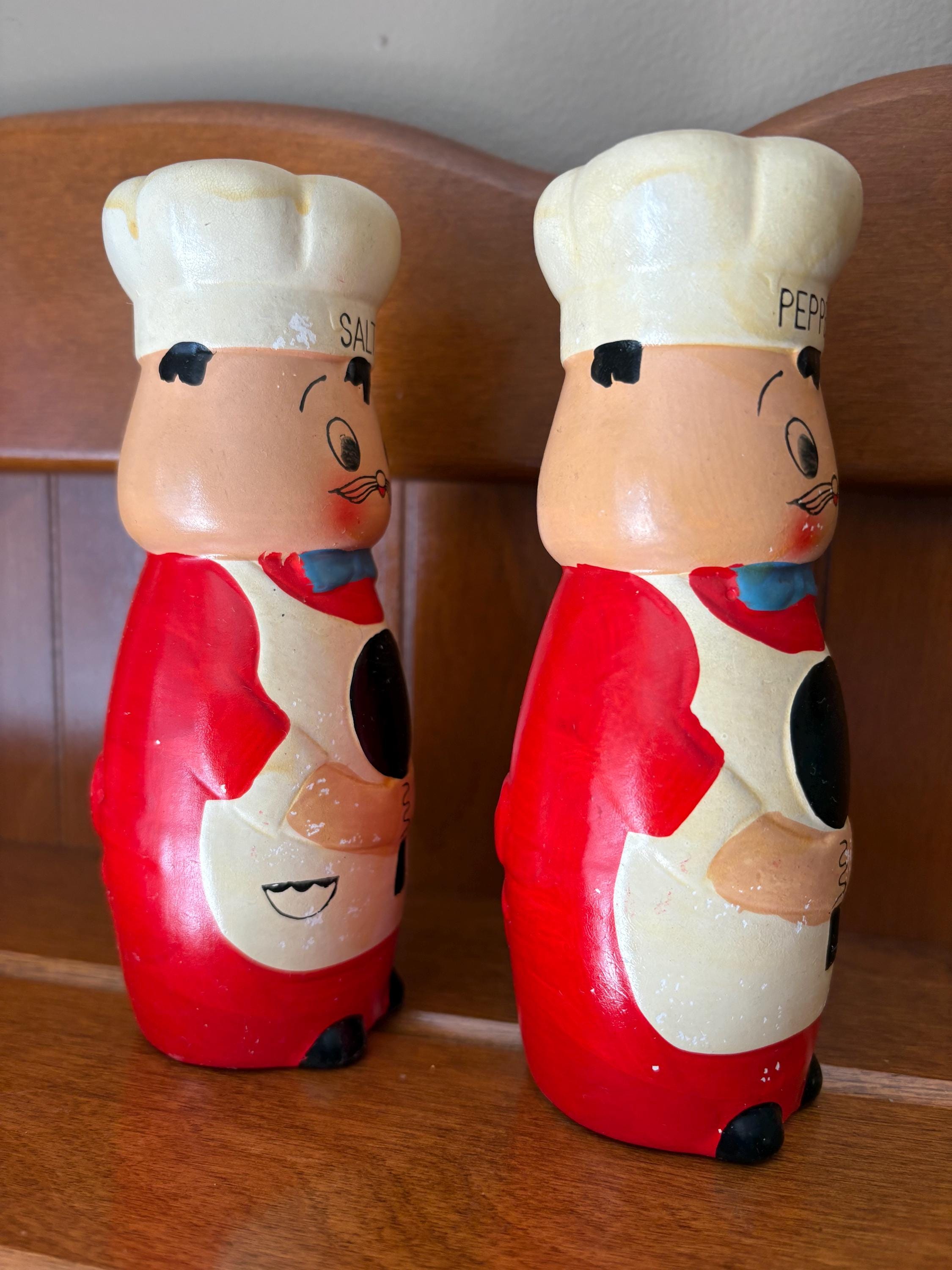 Vintage Ceramic Chef Salt and Pepper Shakers - Mid Century Kitchen ...