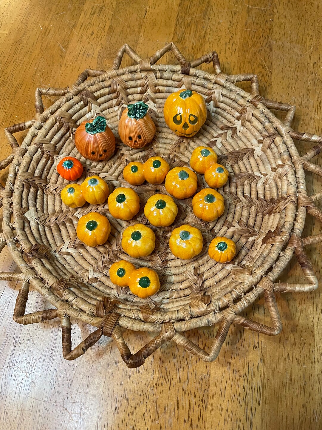 Vintage Handmade Ceramic Miniature Pumpkins: Fall Decor, Set of 16 - Etsy