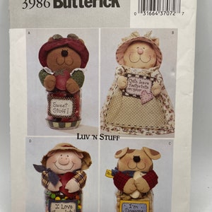 Plush Animal Jar Covers Sewing Pattern: Butterick 3986, Luv n Stuff