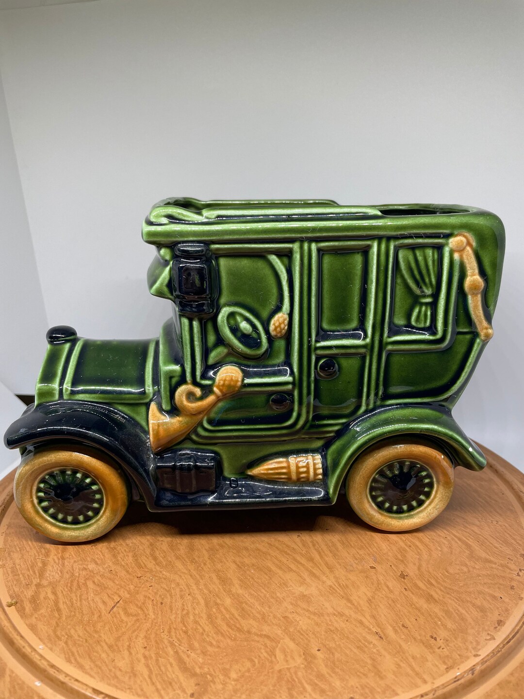 Vintage Ceramic Car Planter Old Fashioned Green Truck Made - Etsy